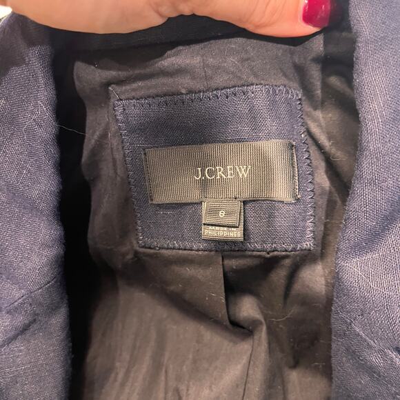 J Crew Dark Blue 100% Linen Tailored Blazer Sz 8 - Picture 4 of 8